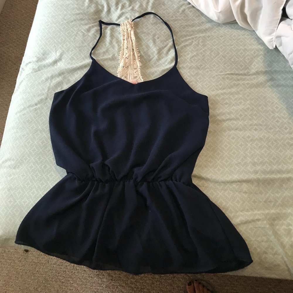 Sheer navy blue tank